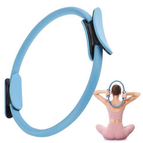Pilates Ring Fitness Trainer, 2025 Upgrade Magic Circle Pilates Ring, Pilates Circle Yoga Rings Circle Pilates Exercise Equipment with Dual Padded Handles for Beginners Men Women (Blue-33cm)