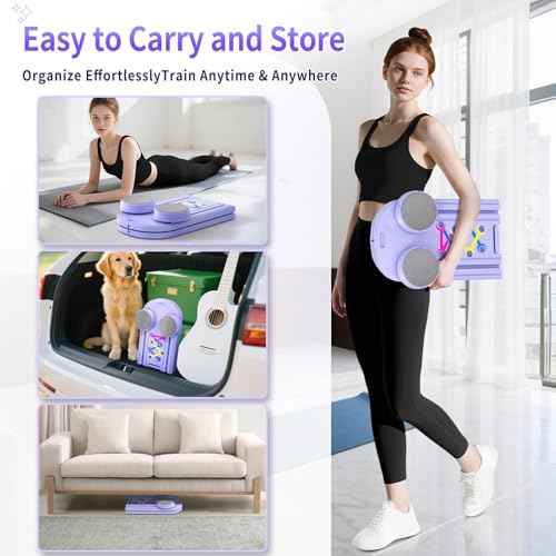 Pilates Board, Foldable Pilates Reformer Set for Home Workout with Timer, Multifunctional Portable Reformer Pilates Machine at Home Pilates Equipment