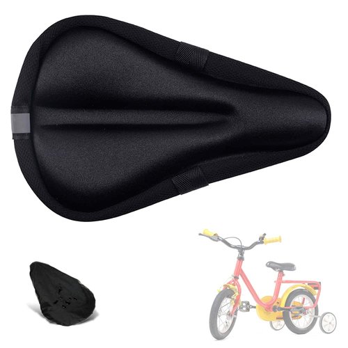 Liyamobu Kids Gel Bike Seat Cushion Cover for Boys & Girls, 9"x6" Breathable & Extra Soft Memory Foam Children Bicycle Saddle Pad with Water&Dust Resistant Cover