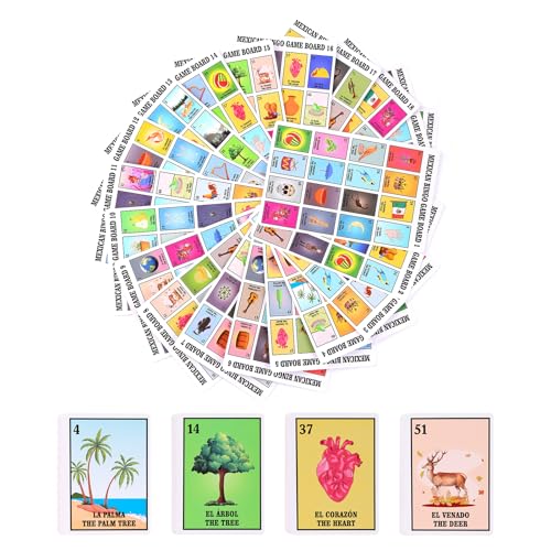 Mexican Bingo Game in Spanish & English for 20 Players - Puerto Rico Bilingual Card Set