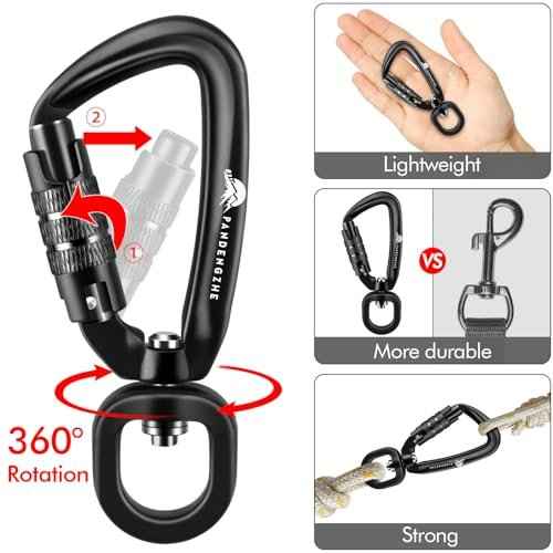 3 Pack Locking Carabiner Clip 2.5" with Swivel C Ring for Securing Pets, Dog Leash Harness, Camping, Hiking, Keychains