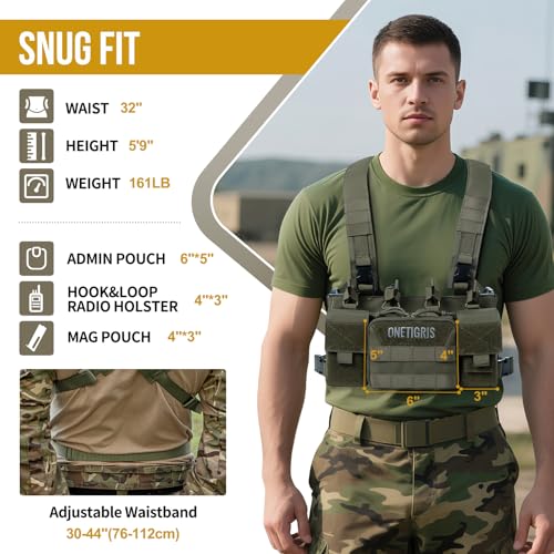 ONETIGRIS Chest Rig Dangler Pouch for Hunting Shooting Hiking - Green