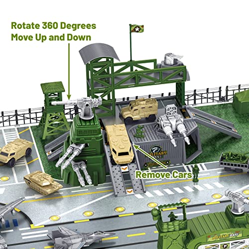 Military Army Playset with Vehicles and 31-Inch Battle Map for Kids 3-5
