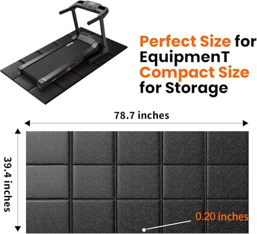 THAILE Foldable Treadmill Mat 79 x 39 Inches Waterproof Floor Protector - Textured Variation