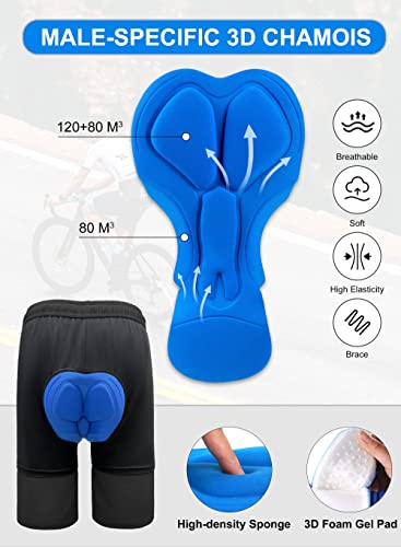 Men's Mountain Bike Shorts - Large Black 3D Padded Cycling Biker Shorts with Zipper Pockets