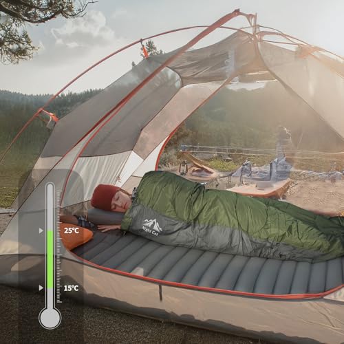 Green Night Cat 3-Season Camping Sleeping Bag for Adults - Lightweight & Portable, Switch to Quilt or Blanket