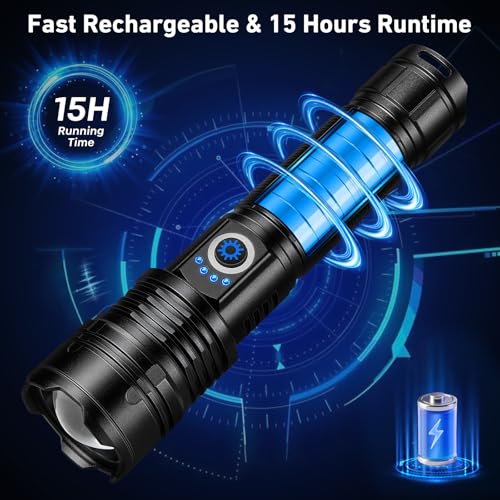 Rechargeable 99,000 Lumen LED Flashlight 2 Pack - Waterproof, 5 Modes, Long Battery Life