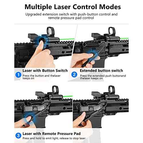 CVLIFE 1X22X33 Reflex Sight Red Dot Sight Red Green 4 Reticle Optics with Green Laser and Pressure Pad Switch for 20mm Rail