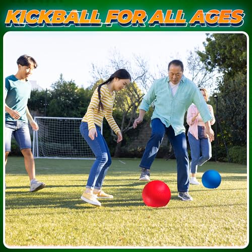 8.5-Inch Red & Blue Kickballs Set with Hand Pump - Playground Balls 2-Pack