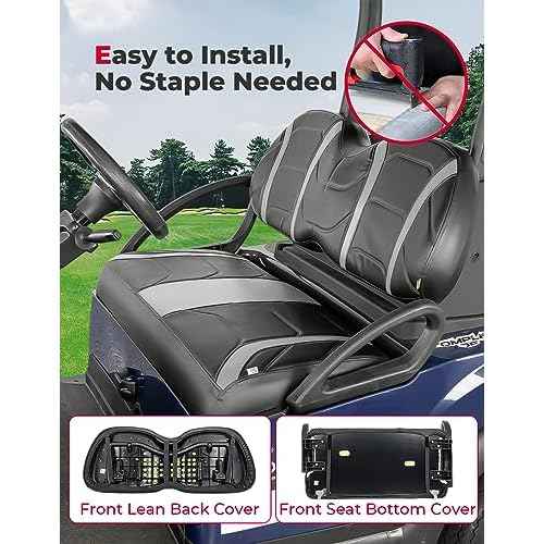 KEMIMOTO Golf Cart Seat Covers Compatible with Club Car Precedent, Tempo, Onward OEM Front Seats, No Staples Needed