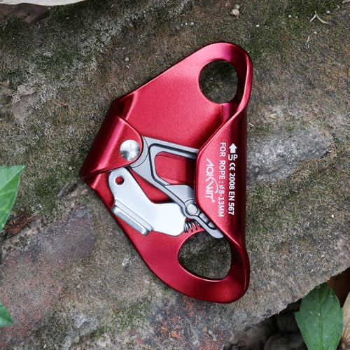 Chest Ascender Tree Climbing Gear Rope Grab High Strength Aluminum Alloy Rappelling Equipment CE Certified for Rock Climbing Rescue Aerial Work Mountaineering Caving Arborist Work 8-13mm Ropes (Red)