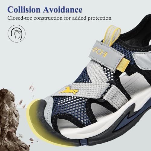 Kids Water Shoes Boys Girls Outdoor Hiking Sandals - 6 Big Kid Blue Yellow