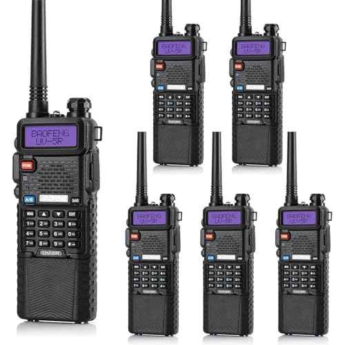 Baofeng UV-5R Dual Band Two Way Radio Handheld Ham Radio Long Range Walkie Talkies Pack of 6 for Hiking Camping Hunting Skiing Trip(Black) with 3800mAh Battery
