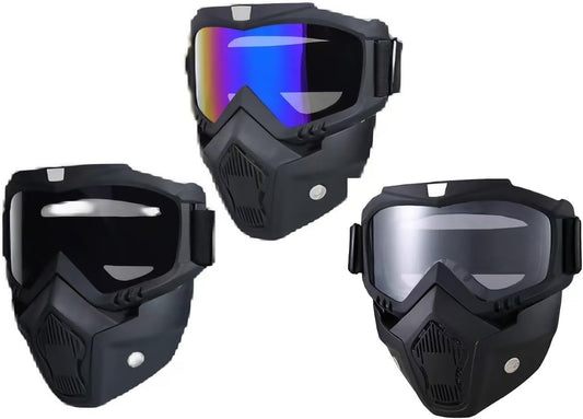 3 Pack Paintball Mask ， Goggles Detachable ，Halloween Paintball Mask Motorcycle Face Mask for Riding Racing Shooting Cosplay Cs Survival Games