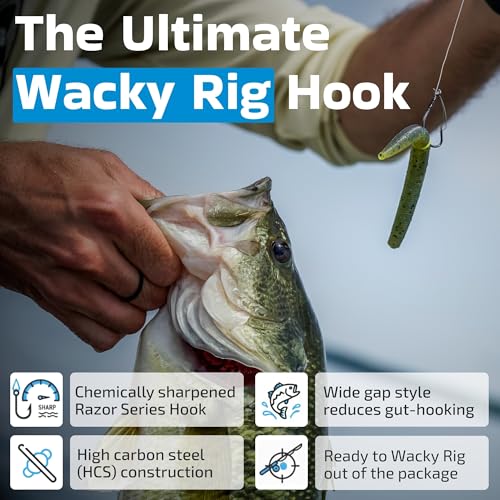 25 Pack Razor Series Wacky Weedless Bass Fishing Hooks - Size 1