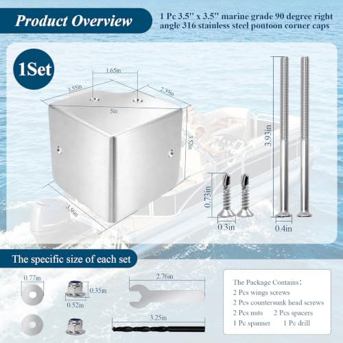 Marine-Grade 316 Stainless Steel Pontoon Corner Cap for 90 Degree Angles