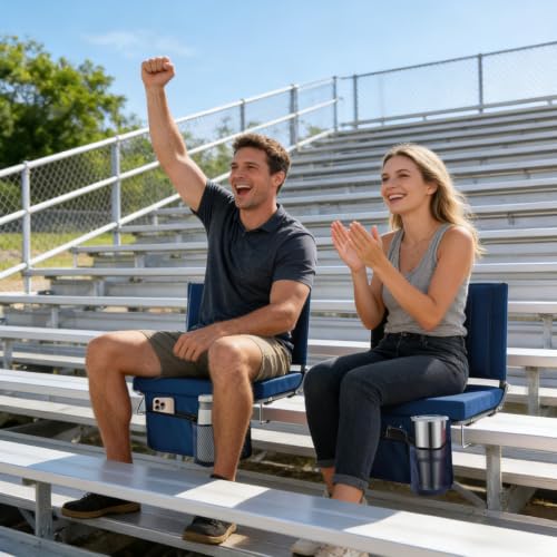 Navy Blue 2-Pack Stadium Seats with Back Support - Bleacher Chairs