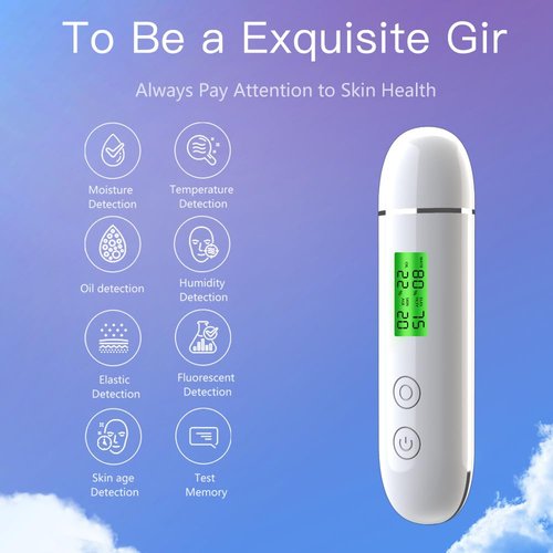 Facial Moisture Tester,Skin Hydration Tester Analyzer Machine Professional, Digital Skin Oil Sensor, Skin Analyzer Tester Water Oil Monitor LCD Display Monitoring Meter for Face and Body