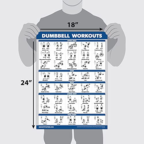 18 Pack - Exercise Poster Set: Dumbbell, Suspension, Kettlebell, Resistance Bands, Stretching, Bodyweight, Barbell, Battle Rope, Yoga, Exercise Ball, Muscular and More (LAMINATED, 18" x 24")