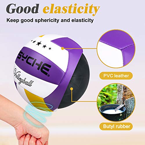 Official Size 5 Volleyball - Purple-Yellow-White Indoor & Outdoor Beach Ball