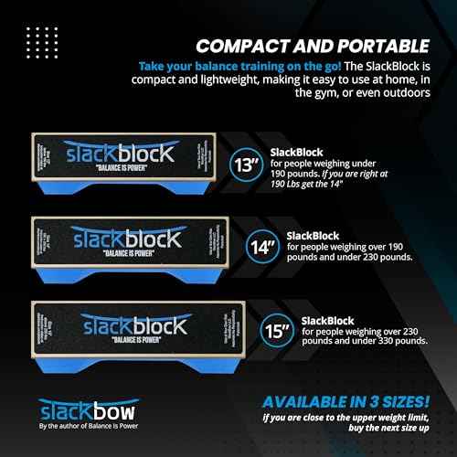 SlackBow SlackBlock Athletic Balance Trainer ? Improve Balance, Stability, and Athletic Performance ? Condition Your Body and Prevent Injury - Compact and Portable