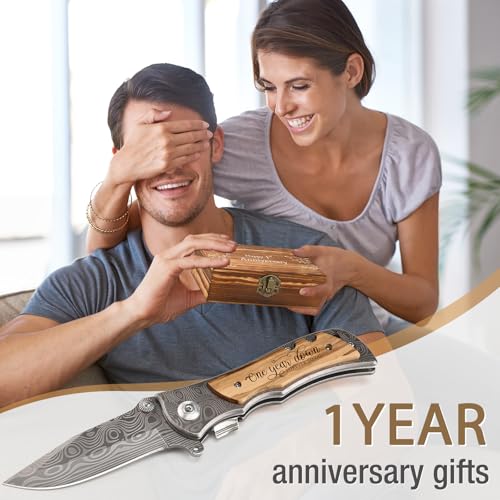 First Anniversary Gift Knife for Him - Personalized Wedding Keepsake
