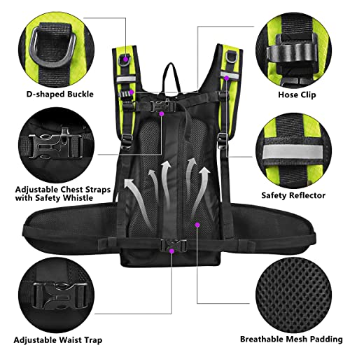 Green Hydration Backpack with 3L Water Bladder for Running, Cycling & Hiking