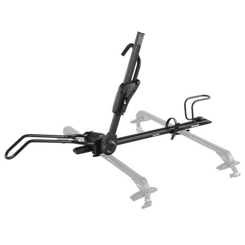 VEVOR Roof Bike Rack, 33 lbs Capacity, Foldable Upright Roof Mount Bicycle Rack with Locking Systems & Adjustable Arm for T-Slot Crossbars, Upright Rooftop Bike Rack 1 Bike Carrier for Car SUV, Black