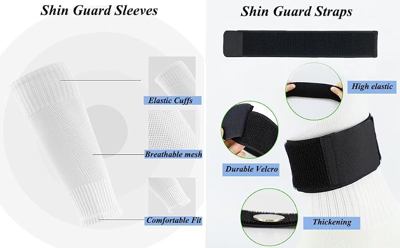 Men's Soccer Non-Slip Ball Socks with Shin Guard Straps - Black with Straps