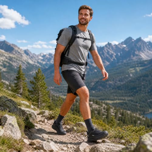 Men's Waterproof Hiking Shoes Lightweight Breathable Anti Slip Outdoor Shoes - 10.5 Black