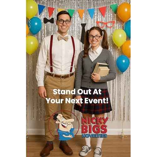 Nicky Bigs Novelties Adult Round Bubble Thick Lensed Nerd Eye Glasses Geek Specs Fake Plastic Costume Prop