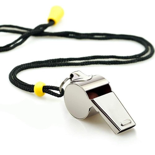 Whistle, 2 Pack Stainless Steel Sports Whistles with Lanyard, Loud Crisp Sound Whistles Great for Coaches, Referees, and Officials