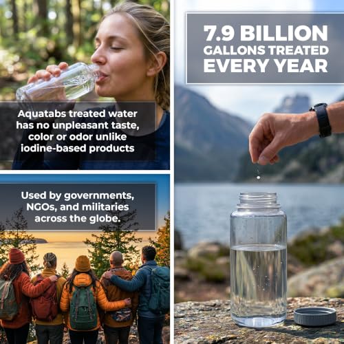 49mg Water Purification Tablets - Portable Water Treatment for Camping & Hiking (100 Pack)