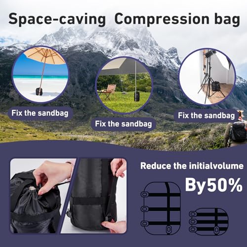 Black 45L Compression Sack for Camping & Hiking Gear - Space Saving Water Resistant Nylon Storage Bag