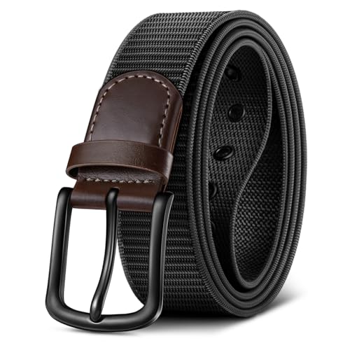 Men's Black Nylon Web Golf Belt 1.5-Inch with Metal Eyelets, 34-36 Inch Waist - Adjustable, Gift Boxed