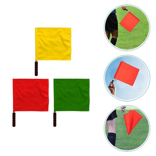 3pcs Referee Stainless Steel Hand Flags Field Official Sports Training Flag for Soccer Volleyball Football Track Red Green Yellow
