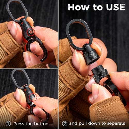 Glossy Black Quick Release Magnetic Keychain - Detachable Magnet Key Chain