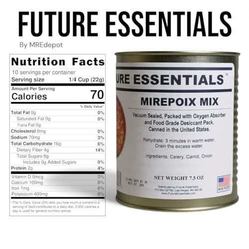 Future Essentials Mirepoix Soup Mix 7.5 oz - 25+ Year Shelf Life, Pack of 1