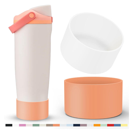 2 Pcs Silicone Boot for Owala 40oz & 30oz FreeSip Sway Tumblers, Protective Bottom Bumper Anti-Slip Sleeve Accessories for FreeSip Sway Water Bottles, Dishwasher Safe and BPA Free(Nectarine+Frost)