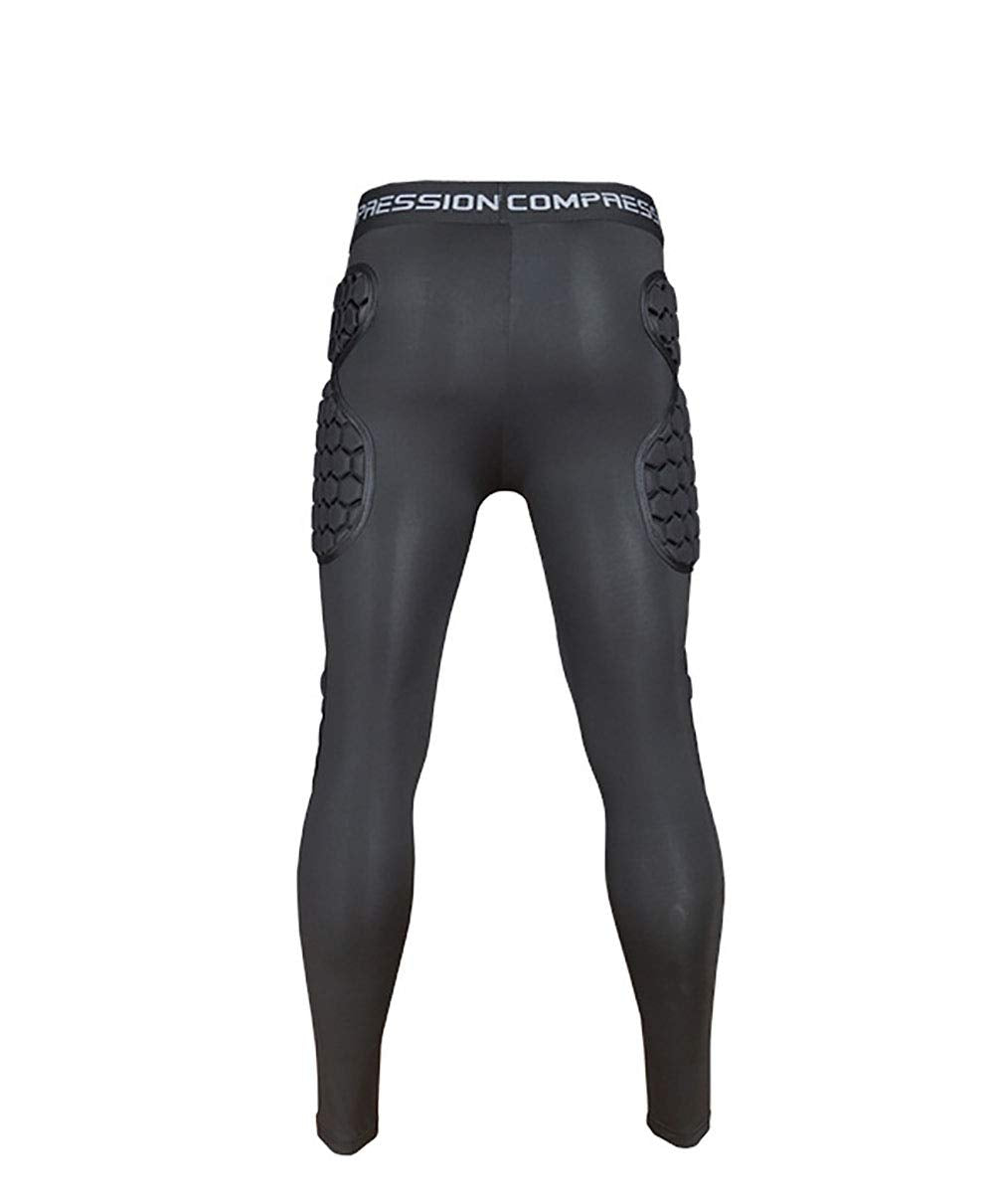 Jellybro Mens Padded Compression Pants Football Girdles Athletic Leggings for Soccer Basketball Paintball Hockey Black