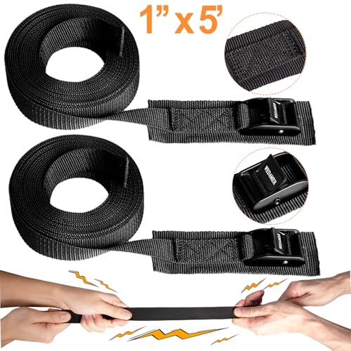 2 Pack Kayak Tie Down Straps - 1 Inch x 5 Feet Cam Buckle Lashing