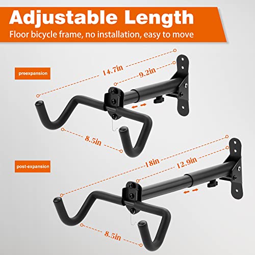 2 Pack Wall Mount Bicycle Racks for Garage Indoor Storage - Bike Wall Hooks