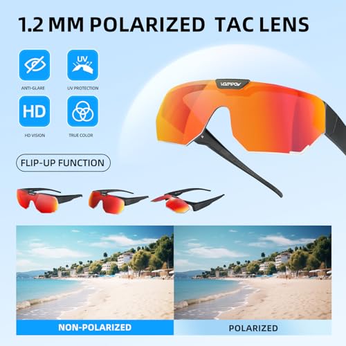 Polarized Over Glasses Sunglasses for Men Women UV Protection XL - Red 01