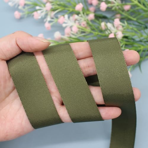 Heavy Duty Nylon Webbing Straps 1 Inch x 10 Yards - Olive Green, Durable DIY