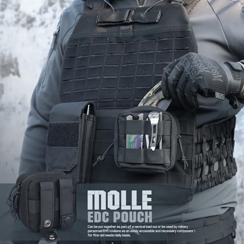 Black 2 Pack Small Molle Pouch Mini Tactical EDC Belt Organizer