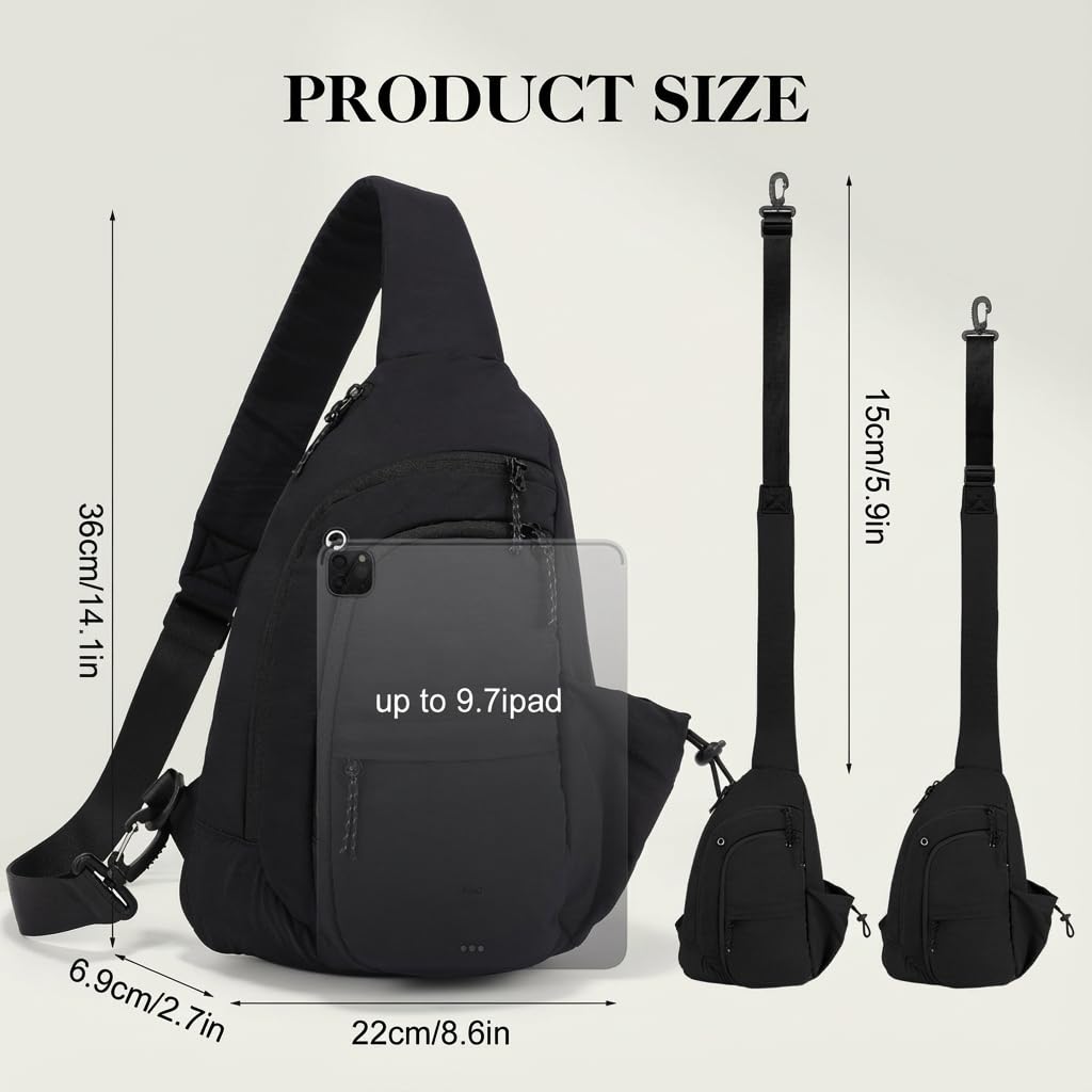 Xieyiwei Sling Bag for Women, Anti Theft Crossbody Bags for Women, RFID-Protected Nylon Purse with Adjustable Straps Cross Body Bag for Casual Travel Shopping