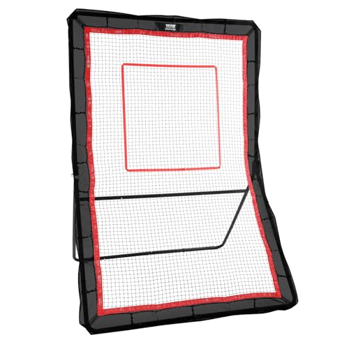 VEVOR Lacrosse Rebounder, Heavy-Duty 5 x 7 ft Volleyball Bounce Back Net for Backyard, Pitchback Throwback Baseball Softball Return Training Screen, Adjustable Rebound Angles Includes Target Net