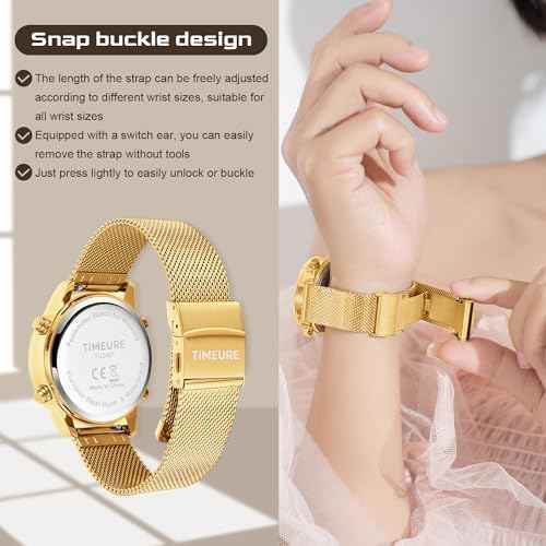 Women's Step Counter Pedometer Watch with Stainless Steel Bracelet, Stylish Design, No App, No Charging Needed for Step, Calorie, Distance, Alarm, Countdown Timer£¬TU-2401