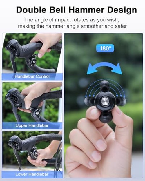 EQIIO Bike Bells for Adults Max 100dB, Portable Copper Case Bicycle Bell Fits 22.2-31.8mm Road Bike Handlebars, Loud Crisp Clear Sound Bike Horn for Adults, Waterproof & Durable