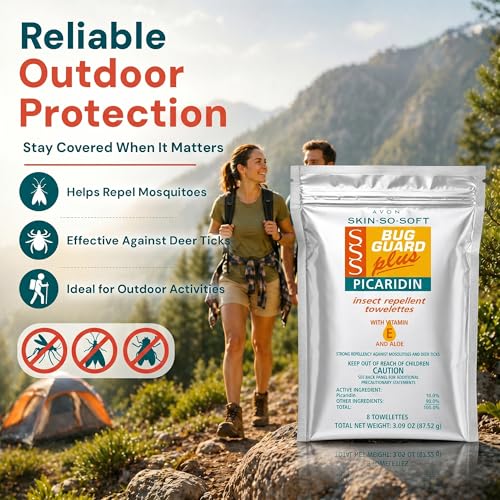 DEET-Free Insect Repellent Wipes - Picaridin, Vitamin E & Aloe, 16 Pack